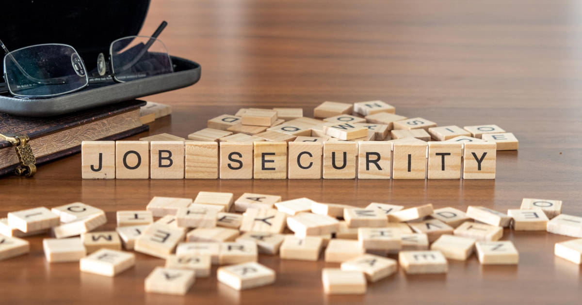 job security printed on wooden tiles